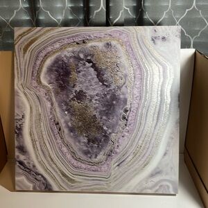 Purple and gold design canvas art